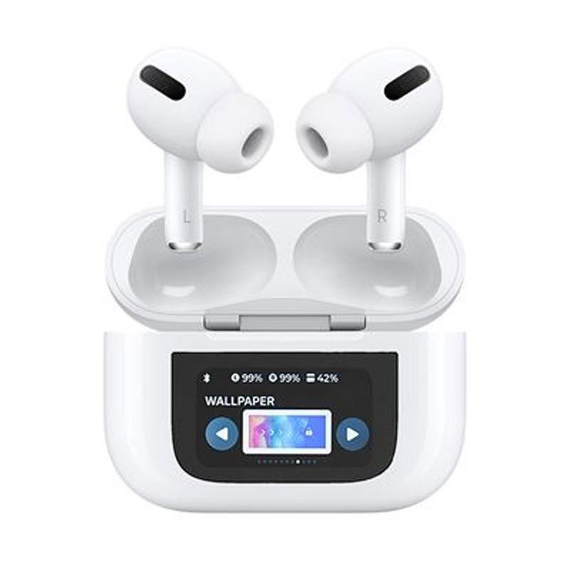 Auriculares Bluetooth com Ecrã tátil inteligente ligado e de cor branca