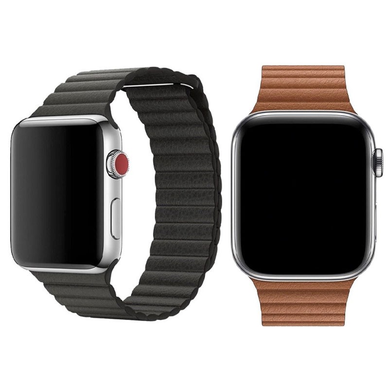 Braceletes em Pele Preta e Castanha com Apple Watch