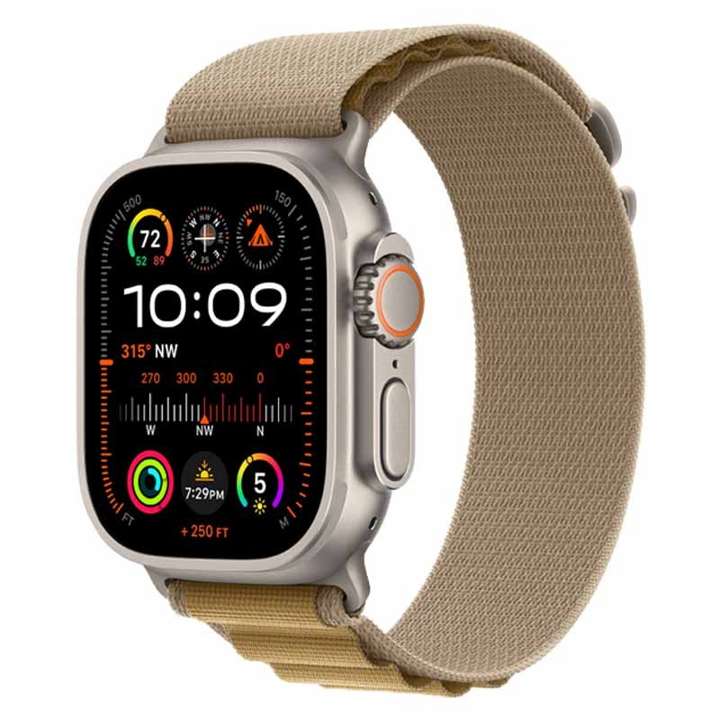 Apple Watch Ultra 2 numa posição lateral