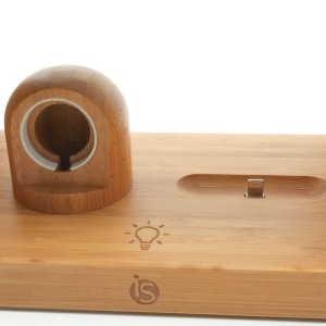 Candeeiro com Carregador Wireless, Bamboo 5 em 1 - iServices