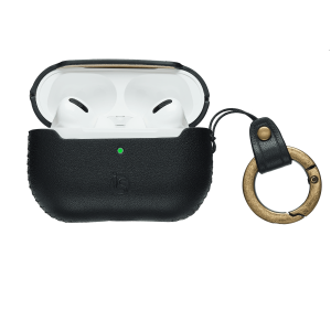 Capa AirPods Pro 2 em Pele de cor preta aberta