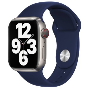 Bracelete em Silicone em azul com Apple Watch