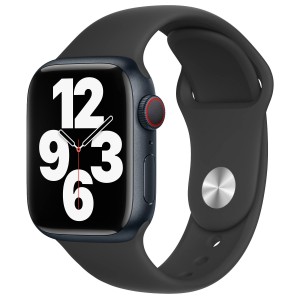 Bracelete em Silicone em preto com Apple Watch