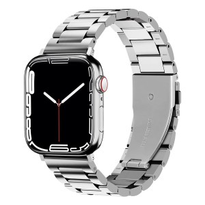 Bracelete Metálica Prateada com Apple Watch