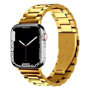 Bracelete Metálica Dourada com Apple Watch